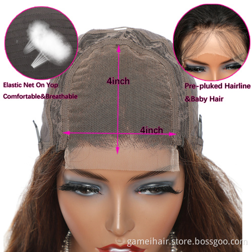 premium raw malaysian blonde 28 Inch Long Straight Brown 4*4Transparent Lace Highlighted Human Hair Wigs 12a  Hot sale products